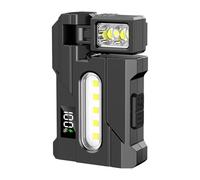 FROVOL Lampe de travail magnétique multi-angle rotative USB rechargeable LED lampe de poche avec avertissement d'urgence lumière rouge sauvetage bleu