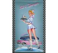 Froy 50S Diner Pin Up Di Sara Horwath Mur Tôle Signe Rétro Fer Affiche Peinture Plaque Tôle Vintage Art Personnalisé Créativité Décoration Artisanat pour Café Bar Garage Maison