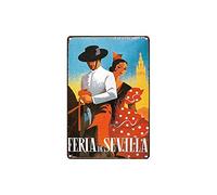 Froy Feria De Sevilla ge Bedrooms Hanging Poster Mur en Métal Signe Rétro Fer Affiche Peinture Plaque Tôle Vintage Décoration Artisanat pour Café Bar Garage Maison