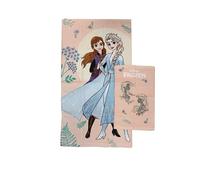 Frozen Disney, Serviettes de Bain en éponge, Lot de 2 Serviettes de Bain, Serviette de Visage, Serviette de Bidet, Rose, Coton, 100%, Lot de 2 pièces, Produit Officiel