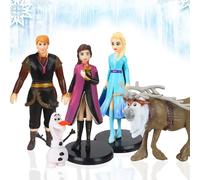 Frozen Figurines, 5 Pièces Figurine La Reine Des Neiges, Anna and Elsa Mini Figurines, Décoration de Gâteau Figurine de Dessin animé, Els Cake Topper pour Fête d'Anniversaire Enfant