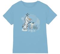 Frozen Olaf and Bruni The Fire Spirit are Cool as Ice Unisex Kids T Shirt, Bleu Clair, 7-8 Ans Garçon