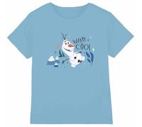 Frozen Olaf is Wayyy Cool Unisex Kids T Shirt, Bleu Clair, 7-8 Ans Garçon