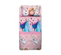Frozen Parure de lit 1 Place, Parure de lit Simple Disney, Drap Plat, taie d'oreiller, Rose, Disney, 100% Coton, Produit Officiel