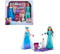 Mattel Disney Frozen Anna et Elsa Ensemble de Deux poupées Fashion | Tenues royales de soiréel, chaussons, figurine Olaf, 12 accessoires (coussins, masques), JML08