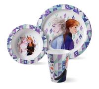 Frozen Set de petit-déjeuner 3 pièces en polypropylène avec assiette, bol et gobelet dans l'étui, violet