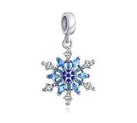Frozen Winter Holiday Party Christmas Ice Blue Cristal Snowflake Dangling Bead Cz Charm .925 Argent Sterling Pour Femmes European Bracelet