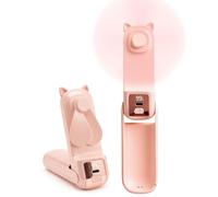 FrSara Mini ventilateur portable rechargeable, essentiel de voyage d'été avec 6 vitesses, 2000 mAh, idéal pour l'extérieur, le maquillage, cadeau idéal pour filles, femmes, Saint-Valentin, rose