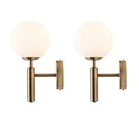 Frsoinor Lot de 2 appliques murales décoratives à LED en de boule de verre pour salle de bain Doré Blanc chaud