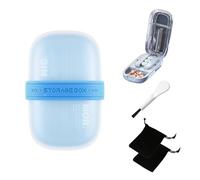 Frstem Lot de 2 piluliers de voyage, boîte à médicaments et coupe-pilules pour petites pilules, 1/2 pilulier coupant plusieurs pilules, facile à utiliser, format voyage avec sac de rangement pour