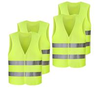 FRTAOOP 4 Pièces Gilet Fluorescent Jaune, 360° Gilet de Sécurité, pour Cycliste, Conducteur, Police, Ouvrier, Taille Universelle