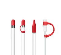 FRTMA [4-Piece] for Apple Pencil Cap/Apple Pencil Tip Cover/Cable Adapter Tether/Apple Pencil Cap Holder for iPad Pro Pencil, Red