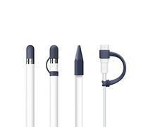 FRTMA [4-Piece] for Apple Pencil Cap/Apple Pencil Tip Cover/Cable Adapter Tether/Apple Pencil Cap Holder for iPad Pro Pencil, Midnight Blue