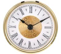 FRTmvg Insert d'horloge à quartz de 7,9 cm avec chiffres romains - Mini mouvement rond de 80 mm pour trous de 75 mm - Mécanisme de balayage silencieux - Doré