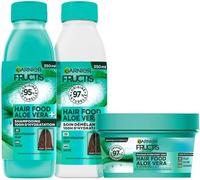 Fructis Hair Food Aleo Vera - Routine 3 Produits - Shampooing, Soin D¿¿M¿ºlant & Masque Hydratants - Enrichi En Aloe Vera Et En Vitamines C, E & F - Pour Cheveux Normaux ? Secs