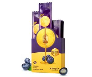 FRUDIA WELCOS - Lot de 20 masques de nuit au miel de myrtille coréenne pour peaux ternes et desséchées, masque hydratant avec huile de graines de fruits, extraits de myrtille et de miel