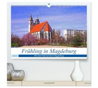 Frühling in Magdeburg (hochwertiger Premium Wandkalender 2026 DIN A2 quer), Kunstdruck in Hochglanz: Im Frühling mit dem Fahrrad durch Magdeburg