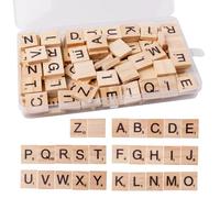 FRUHLING Lot de 100 lettres Scrabble en bois de A à Z - Puzzle - Lettres de l'alphabet en bois - Pour jeux de société, mariage, cadre d'art mural, bricolage