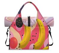 Fruit Banana Sac de sport pour femme et homme Sac de week-end avec compartiment à chaussures Sac fourre-tout à bandoulière pour yoga, gym, voyage, couleur, L, Organiseur de sac