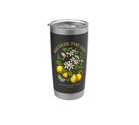 Fruit botanique d'été Squeeze The Day Vintage Lemon Bee Gobelet isotherme en acier inoxydable double paroi