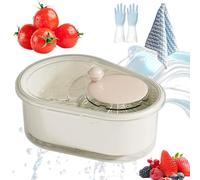 Fruit Cleaner Spinner, 2025 New Rotary Fruit and Vegetable Wash, Portable Fruit Cleaner Bowl with Strainer, Multifunctional Fruit and Vegetable Scrubber with Lid and Brush for Home Kitchen (Beige)