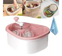 Fruit Cleaner Spinner, Fruit and Vegetable Washing Machine, Manual Fruit Washer Spinner with Lid, Multifunctional Fruit and Vegetable Scrubber with Brush for Home Kitchen (Pink)