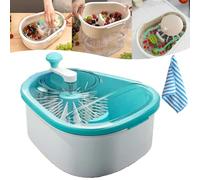Fruit Cleaner Spinner, Fruit and Vegetable Washing Machine, Manual Fruit Washer Spinner with Lid, Multifunctional Fruit and Vegetable Scrubber with Brush for Home Kitchen (Blue)