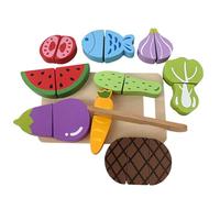 Fruit Cutting Toys, 10 Piece Wooden Pretend Play Set, Interactive Fine Motor Activity, Realistic Design for Kids, Preschool, Role Playing Learning Fun, 7.68x4.72x2.17 inches