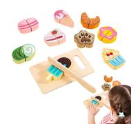 Fruit Cutting Toys for Kids - Educational Wooden Learning Game, Realistic Sliceable Food with Tactile Fasteners, Kitchen Set, Dexterity Development Activity for Kids Girl Boy