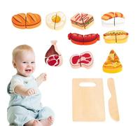 Fruit Cutting Toys for Kids - Educational Wooden Learning Game, Realistic Sliceable Food with Tactile Fasteners, Kitchen Set, Dexterity Development Activity for Kids Girl Boy