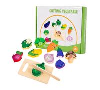 Fruit Cutting Toys for Kids - Educational Wooden Learning Game, Realistic Sliceable Food with Tactile Fasteners, Kitchen Set, Dexterity Development Activity for Kids Girl Boy