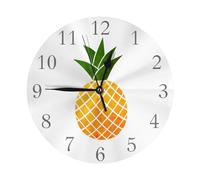 Fruit De L'Ananas Pendule Murale Pendules Murales Plastique sans Tic-Tac Horloges Murales pour Chambre Café Cuisine 25Cm