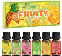 Fruit Essential Oils,6 X 10 Ml 100% Organic Essential Oil For Diffusers,Humidifiers,Pineapple,Guava,Raspberry,Green Apple,Sweet Orange,Cherry