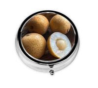 Fruit Longan Pilulier portable, 3 compartiments, peut être mis dans un portefeuille, une poche, léger et pratique, mini boîte à pilules ronde