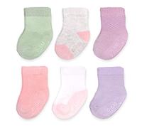 Fruit of the Loom Baby 6-Pack All Weather Crew-Length Socks, Mesh & Thermal Stretch - Unisex, Girls, Boys (6-12 Months, Modern Pink)