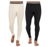 Fruit of the Loom Recycled Premium Waffle Thermal Underwear Long Johns Bottom (1, 2, 3, and 4 Packs) Bas de Pijama, Noir/Naturel, XXL (Lot de 2) Homme