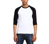 Fruit of the Loom Baseball Classic Long Sleeve Top de Sport, Blanc/Noir, XL Homme