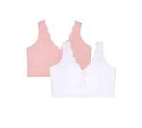 Fruit of the Loom Bralette sans Fil en Coton avec Couverture complète Soutien-Gorge Totale, Opaque, Blushing Rose/Blanc, 5XL Femme