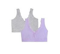 Fruit of the Loom Bralette sans Fil en Coton pour Femme avec Soutien-Gorge intégral intégral Opaque Lilac Whisper/Grey Heather, Taille M, Lilac Whisper/Grey Heather, M