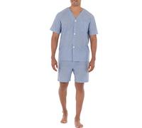 Fruit of the Loom Broadcloth Short Sleeve Pajama Set Ensemble de Pijama, Rayures Bleues, XL Homme