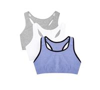Fruit of the Loom Built Up Tank Style Sports Bra Fashion Colors Soutien-Gorge, Blue Gem HTR W. Noir/Blanc/Gris, 36 (Lot de 3) Femme