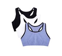 Fruit of the Loom Built Up Tank Style Sports Bra Fashion Colors Soutien-Gorge, Opaque, Blue Gem H W.blk/White/Black H, 90 (Lot de 3) Femme