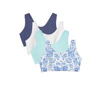 Fruit of the Loom Built Up Tank Style Sports Bra Soutien-Gorge, Opaque, Tapisserie Moderne/Blanc/Bleu Aruba/Bleu néerlandais, 110 (Lot de 4) Femme