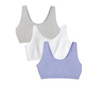 Fruit of The Loom Built Up Tank Style Sports Bra Value Pack Soutien-Gorge, Opaque, Bleu chiné/Blanc/Gris chiné, 50 (Lot de 6) Femmes