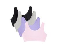 Fruit of the Loom Built Up Tank Style Sports Bra Value Pack Soutien-Gorge, Opaque, Rose/Jacinthe/Gris chiné/Noir, 68 (Lot de 4) Femme