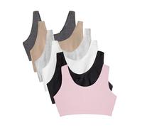 Fruit of the Loom Built Up Tank Style Sports Bra Value Pack Soutien-Gorge, Opaque, Sable/Blanc/Gris chiné/Noir/Blush/Anthracite, 70 (Lot de 6) Femme