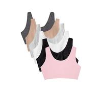Fruit of the Loom Built Up Tank Style Sports Bra Value Pack Soutien-Gorge, Opaque, Sable/Blanc/Gris chiné/Noir/Rose Blush/Anthracite, 100 (Lot de 6) Femme