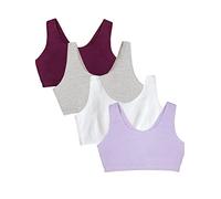 Fruit of the Loom Built Up Tank Style Sports Bra Value Pack Soutien-Gorge, Opaque, Violet/Blanc/Lilas/Gris, 4 (Lot de 4) Femme