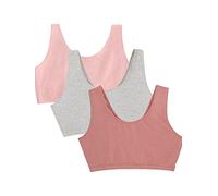 Fruit of The Loom Cotton Tank Bra for Women-Ultimate Comfort & Breathable Fit Soutien-Gorge de Sport, Opaque, Gris chiné/crépuscule/Rose pâle, 105 (Lot de 3) Femme