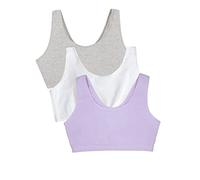 Fruit of the Loom Cotton Tank Bra for Women-Ultimate Comfort & Breathable Fit Soutien-Gorge de Sport, Opaque, Whisper Lilas/Blanc/Gris chiné, 36 (Lot de 3) Femme